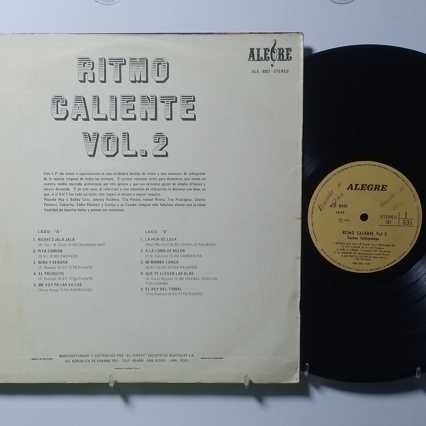 lp Ritmo Caliente Vol 2 Ricardo Ray & Bobby Cruz Johnny Pacheco Charlie Palmieri varios made peru 1972 latin descarga salsa