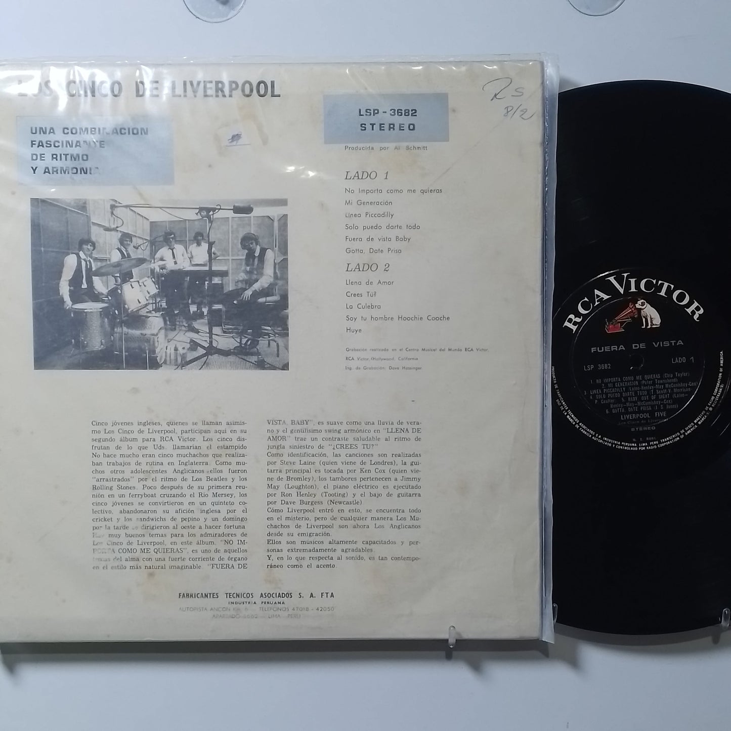 lp Liverpool Five Out Of Sight Fuera De Vista made peru 1967 rock