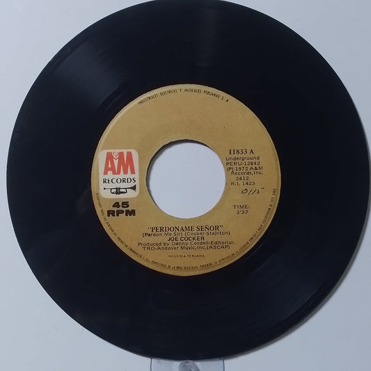 single 7" Joe Cocker Pardon Me Sir / Do I Still Figure In Your Life made peru 1972 rock