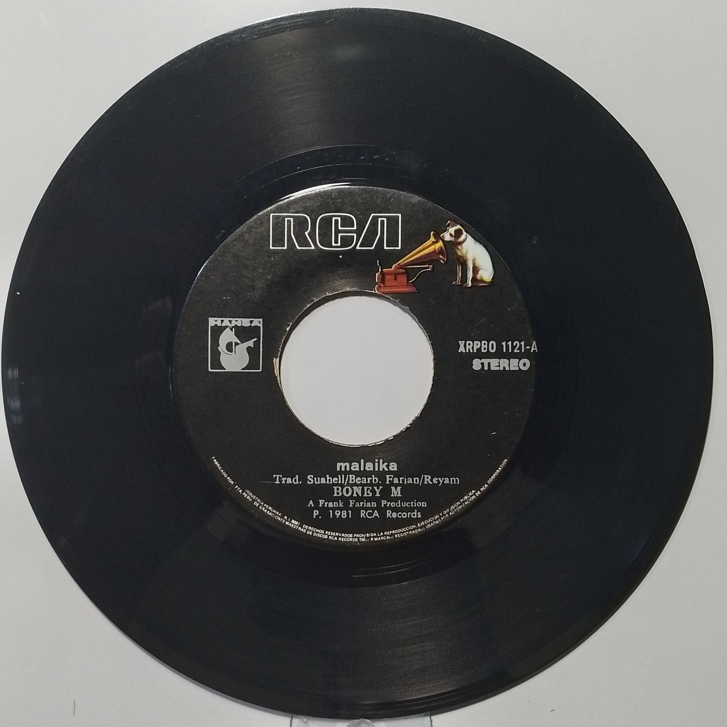 single 7" Boney M Malaika / Consuela Biaz made peru 1981 disco