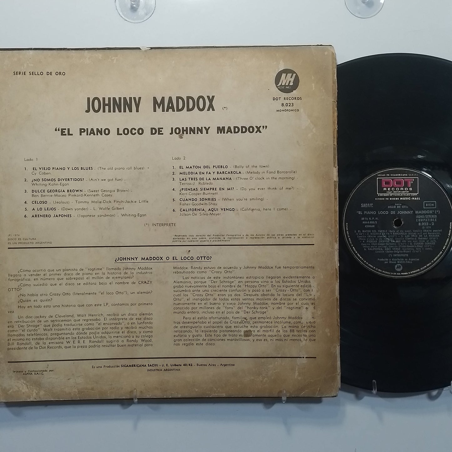 lp Johnny Maddox El Piano Loco de Johnny Maddox made argentina 1974 jazz