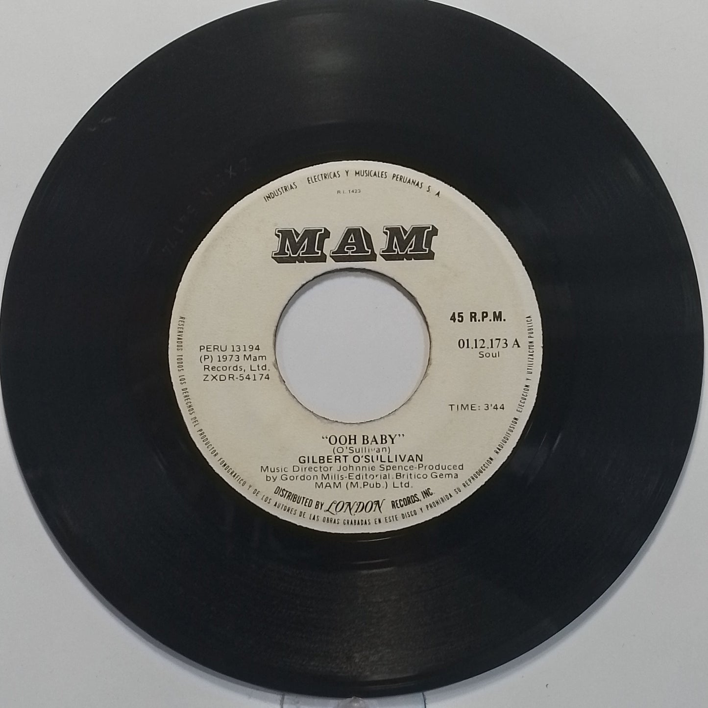 single 7" Gilbert O Sullivan Ooh Baby / Good Company made peru 1973 pop rock