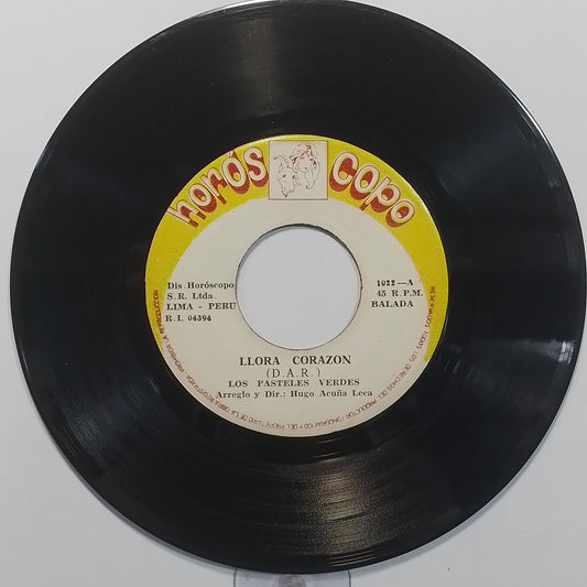 single 7" Los Pasteles Verdes Llora Corazon / Lejos De Mi made peru 1979 latin pop