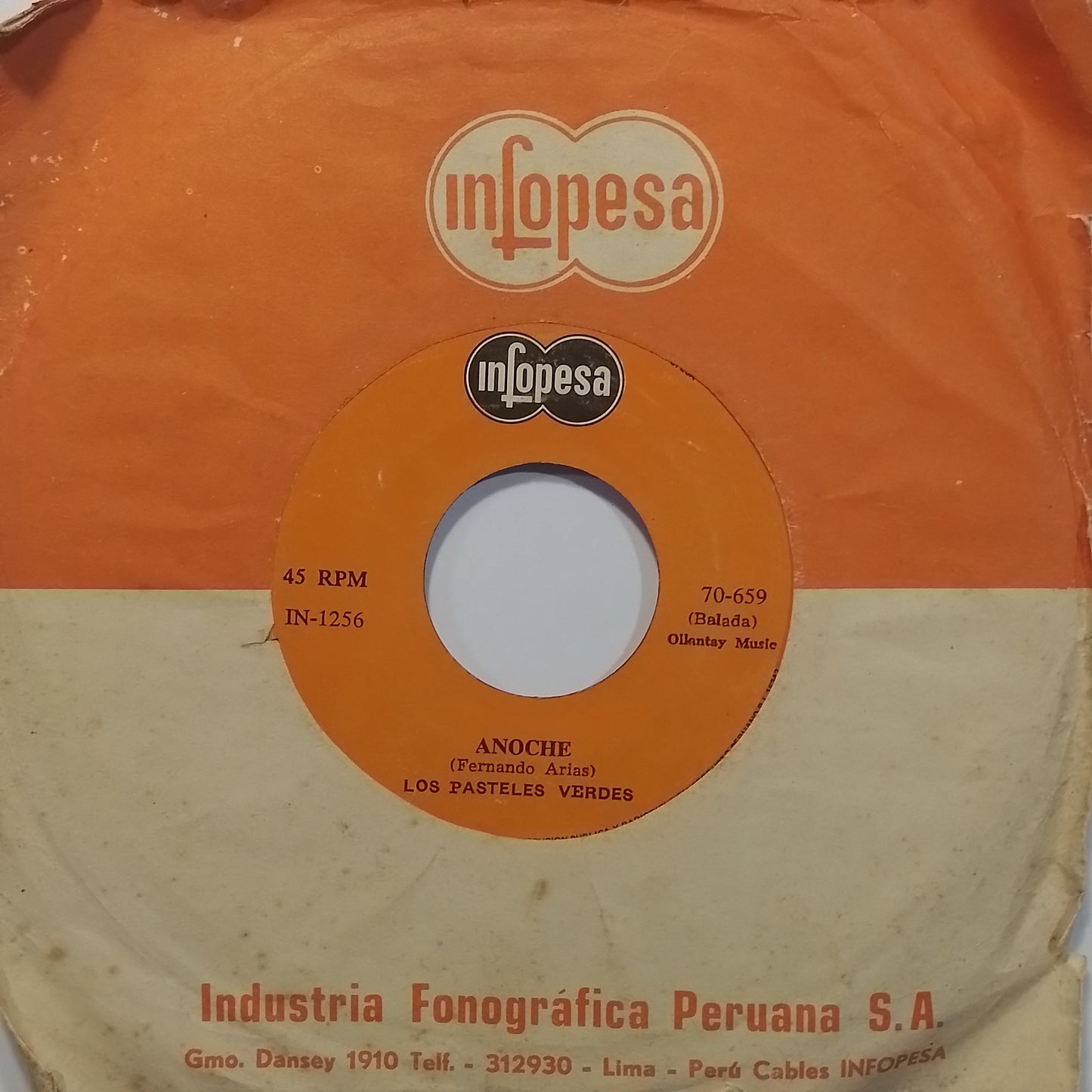 single 7" Los Pasteles Verdes Manda Christmas El Adios / Anoche peru 1975 latin pop