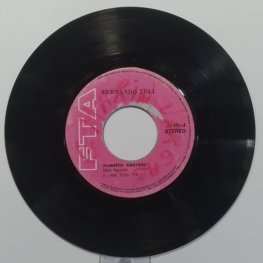 single 7" fernando loli nuestro secreto / adios amor made peru 1980 criollo folk