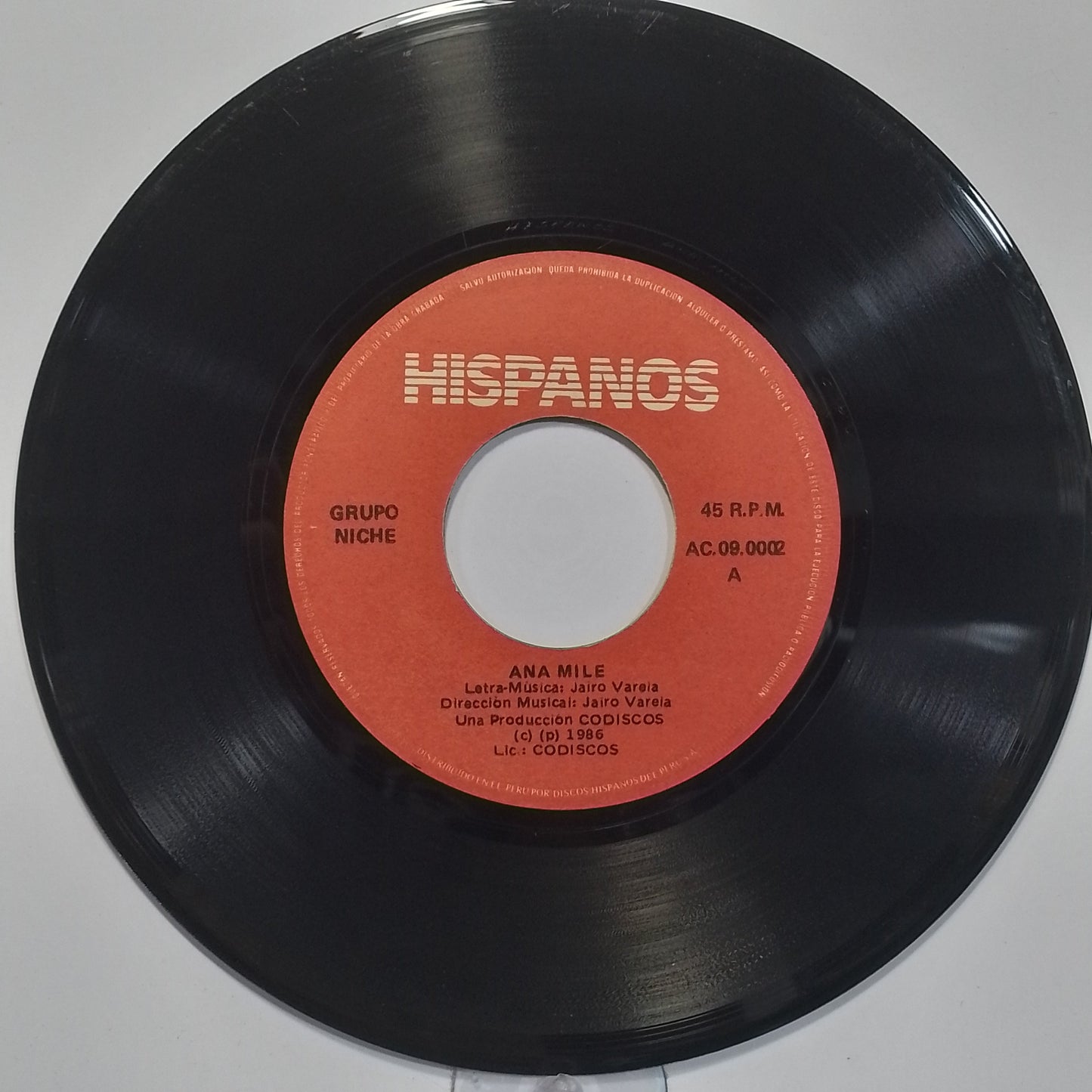 single 7" Grupo Niche Ana Mile / Listo Medellin made peru 1986 salsa