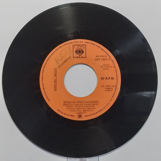 single 7" Miguel Bose Bravo Muchachos / Son Amigos made peru 1982 latin pop