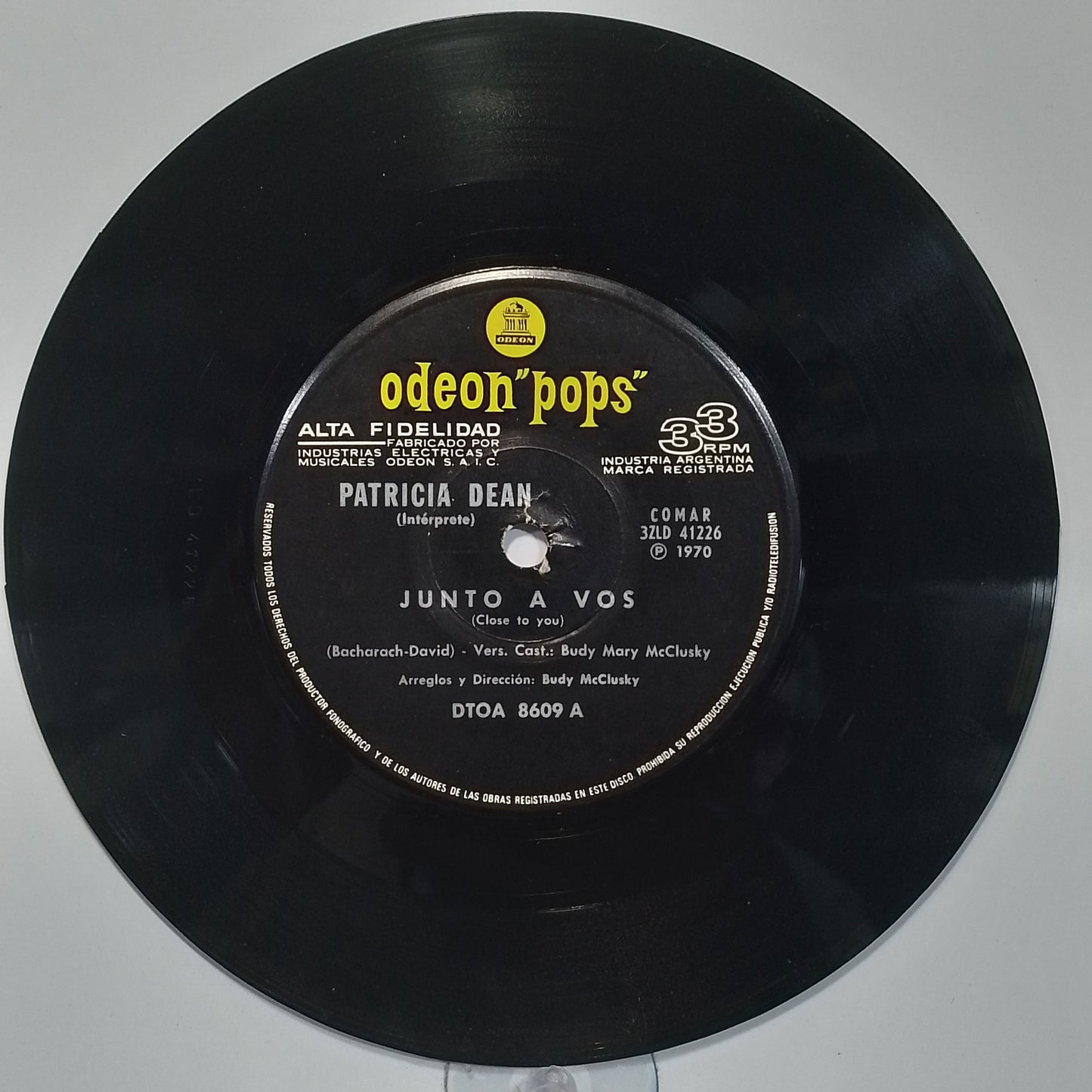 single 7" Patricia Dean Junto A Vos / lloro made argentina 1970 latin pop