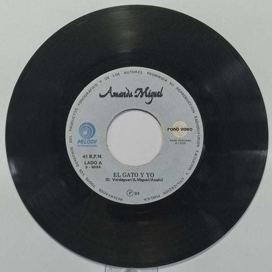 single 7" Amanda Miguel El Gato Y Yo / dudas made peru 1984 latin pop
