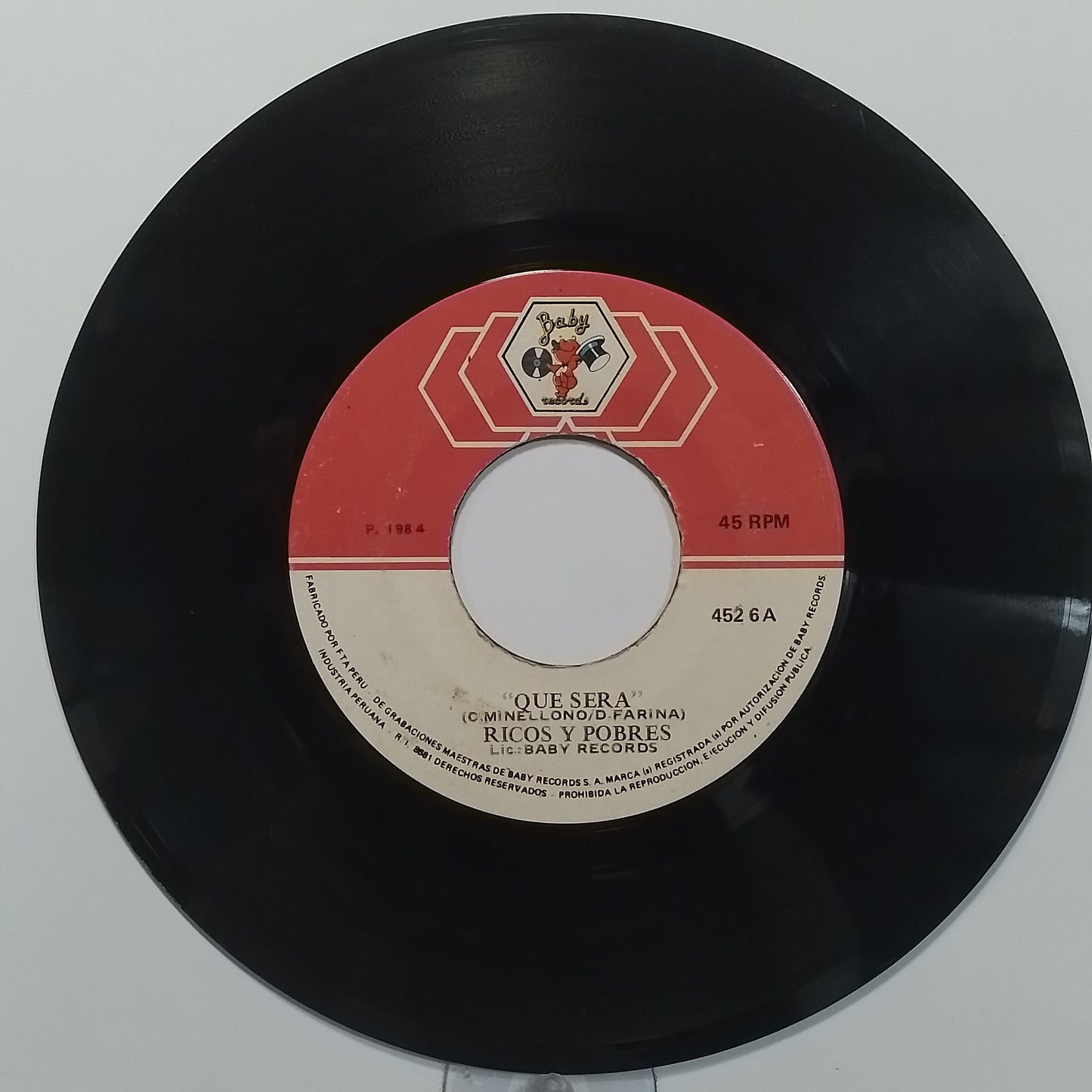 single 7" Ricchi e Poveri Que Sera / que sera made peru 1984 latin pop