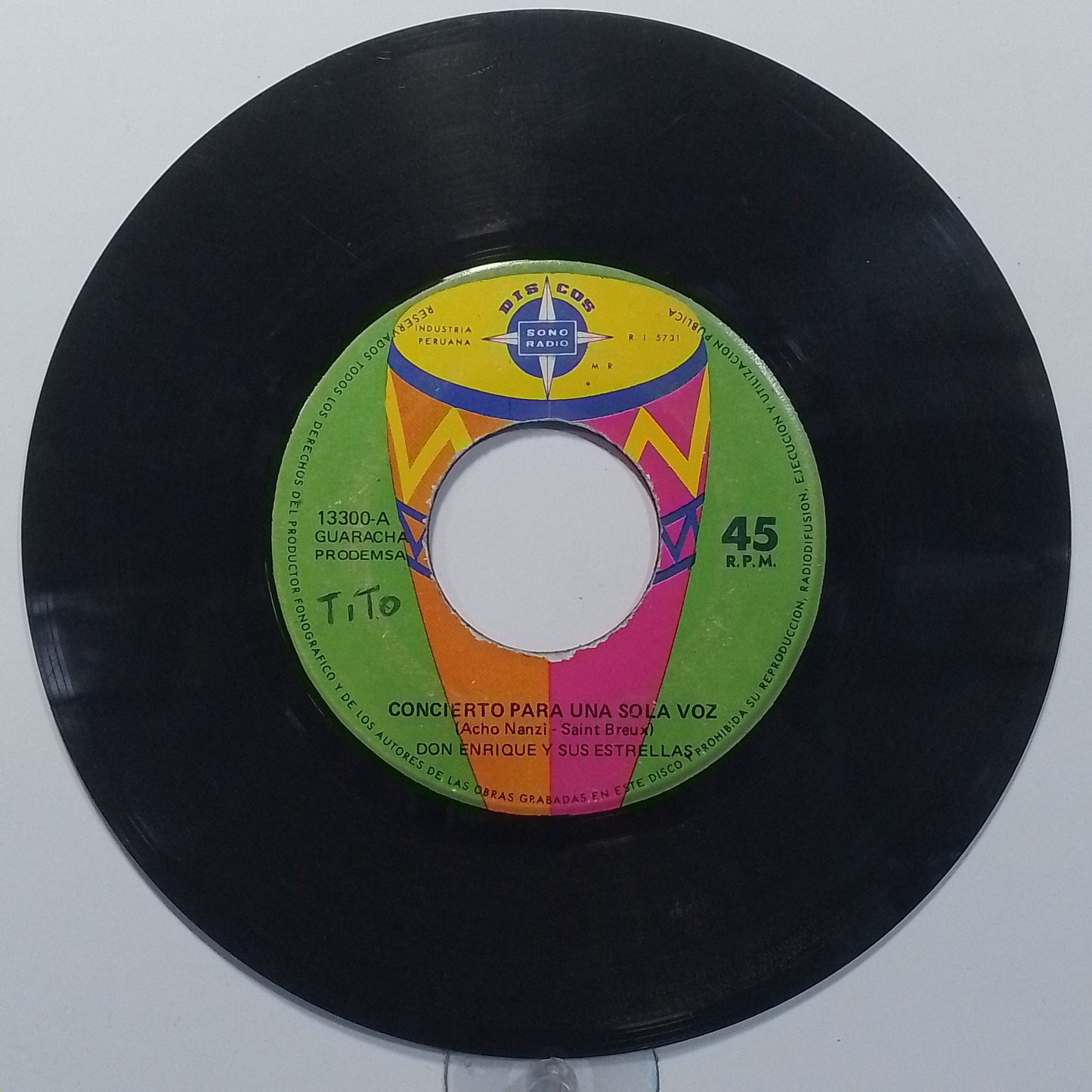 single 7" Don Enrique y Sus Estrellas Concierto Para Una Sola Voz / Lavate La Cara made Peru 1960 latin guaracha