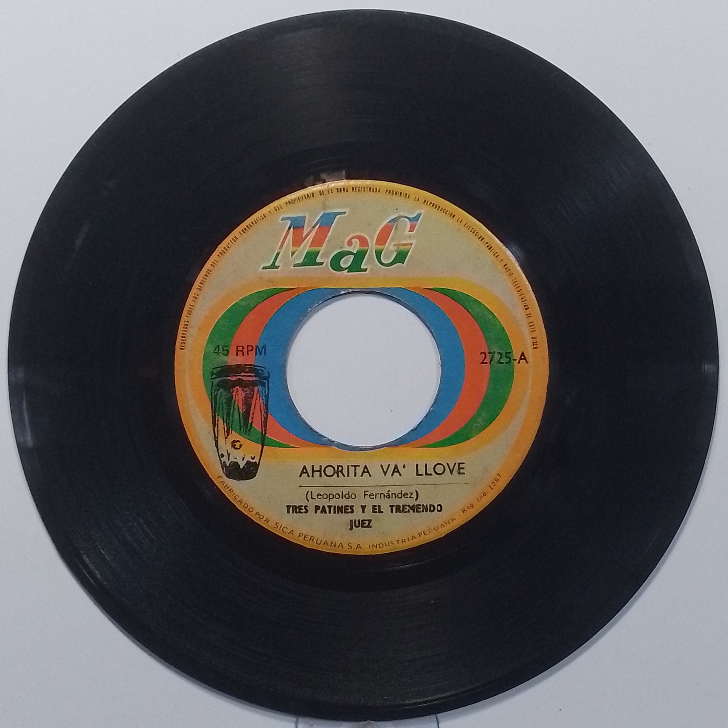 single 7" Tres Patines y el Tremendo Juez Ahorita Va Llover / Carta de Mamita made Peru 1968 latin guaracha