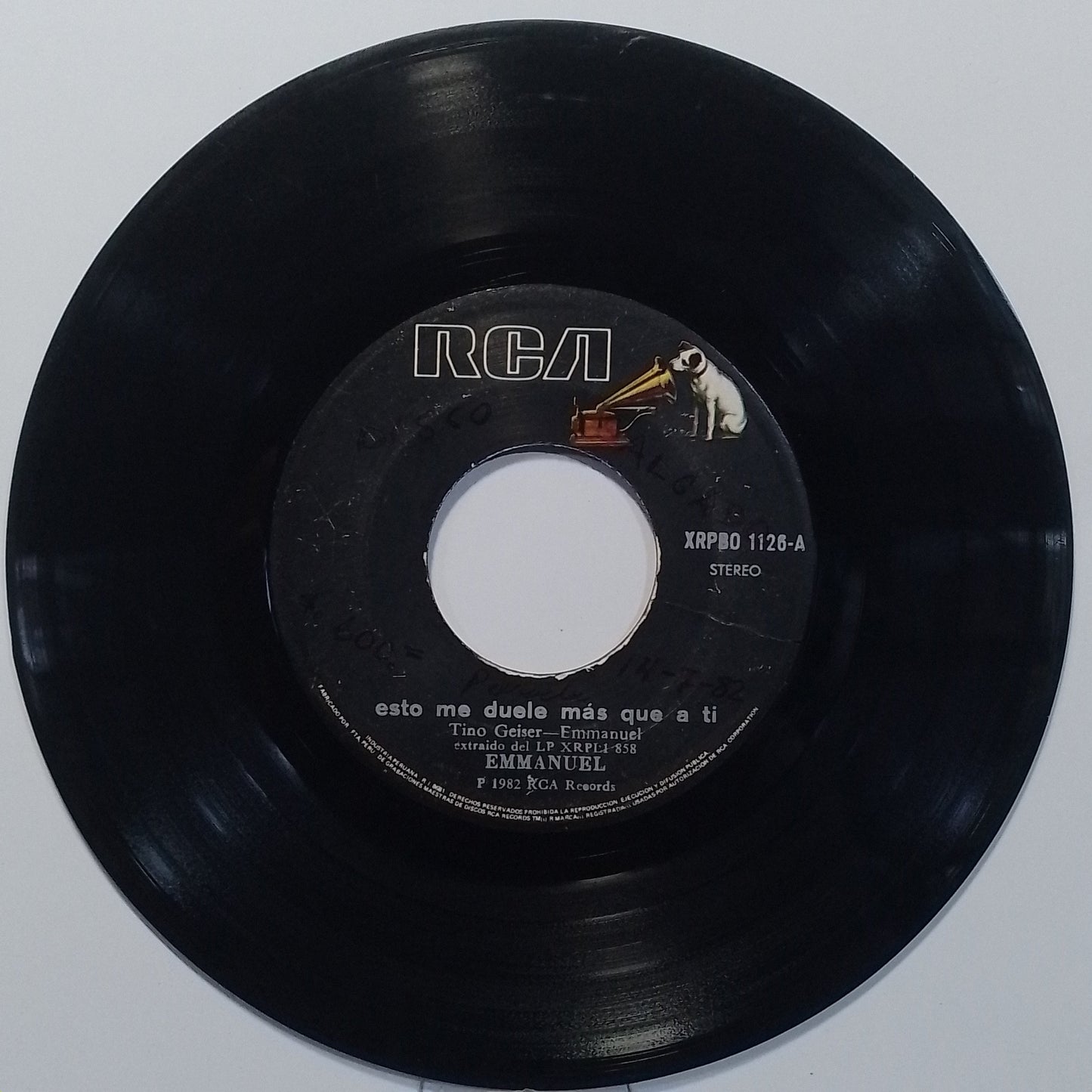 single 7" emmanuel esto me duele mas que a ti / ven con el alma desnuda made Peru 1982 latin pop