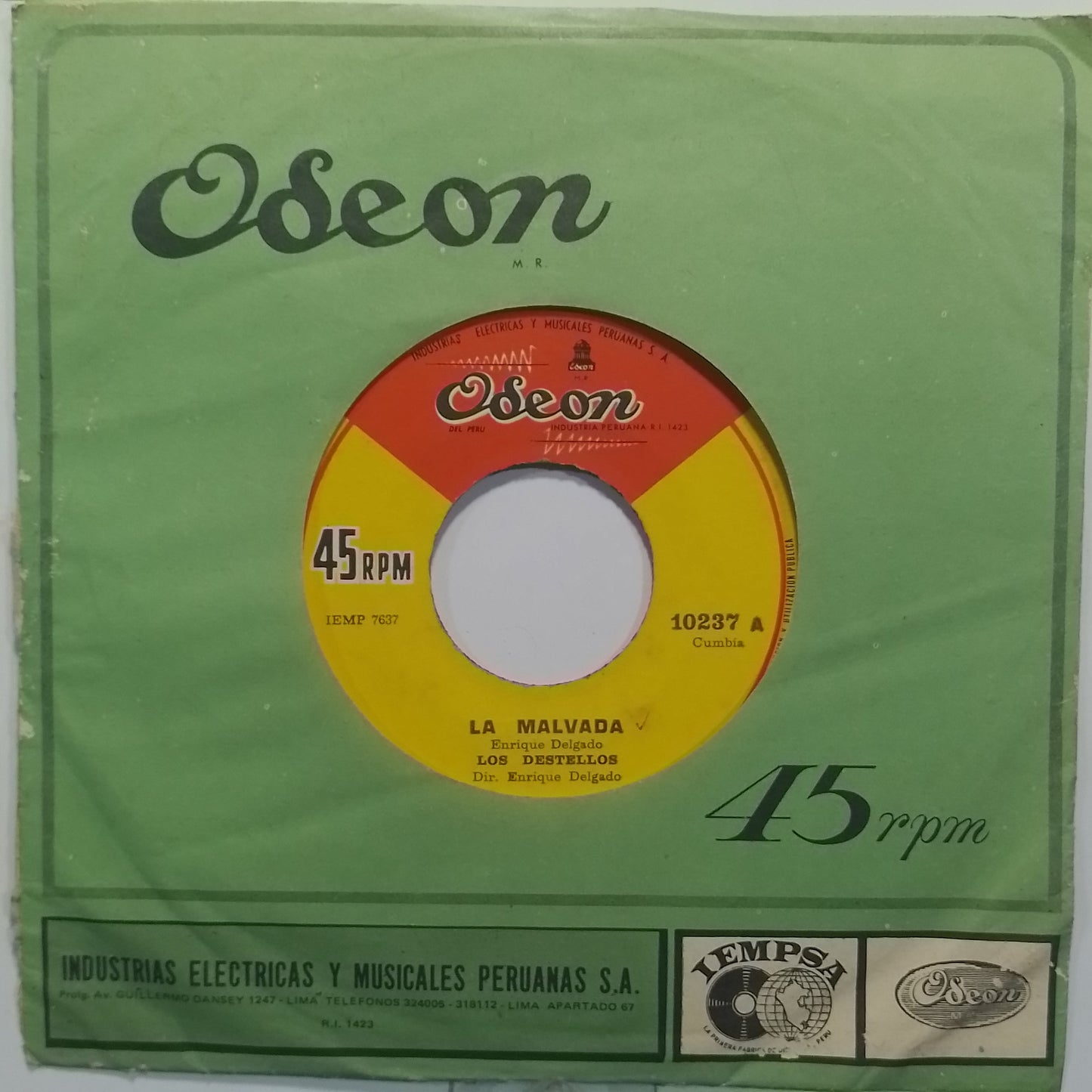 single 7" Los Destellos La Malvada / El Avispon made Peru 1968 latin cumbia