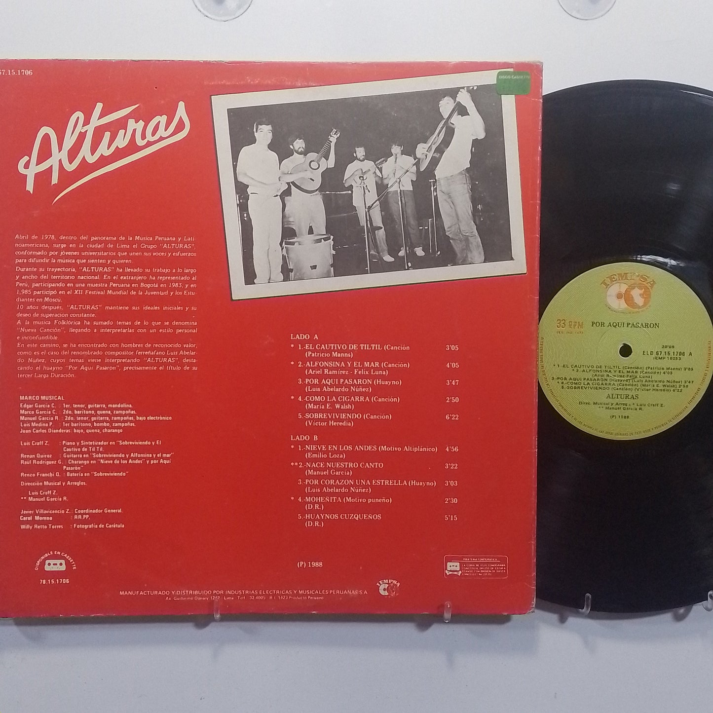 lp Alturas Por Aqui Pasaron made peru 1988 andean folk