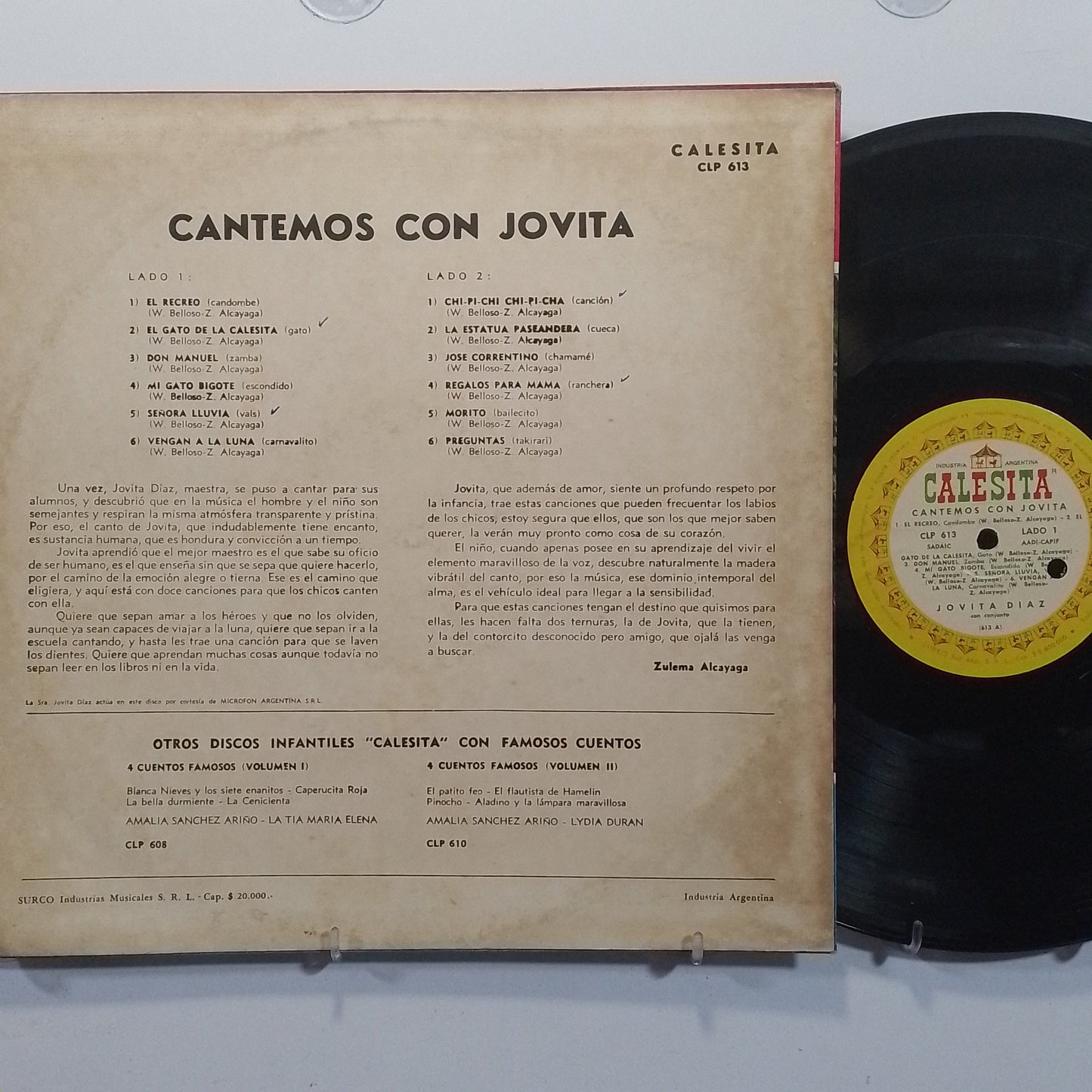 lp Jovita Diaz Cantemos con Jovita made argentina 1968 infantil