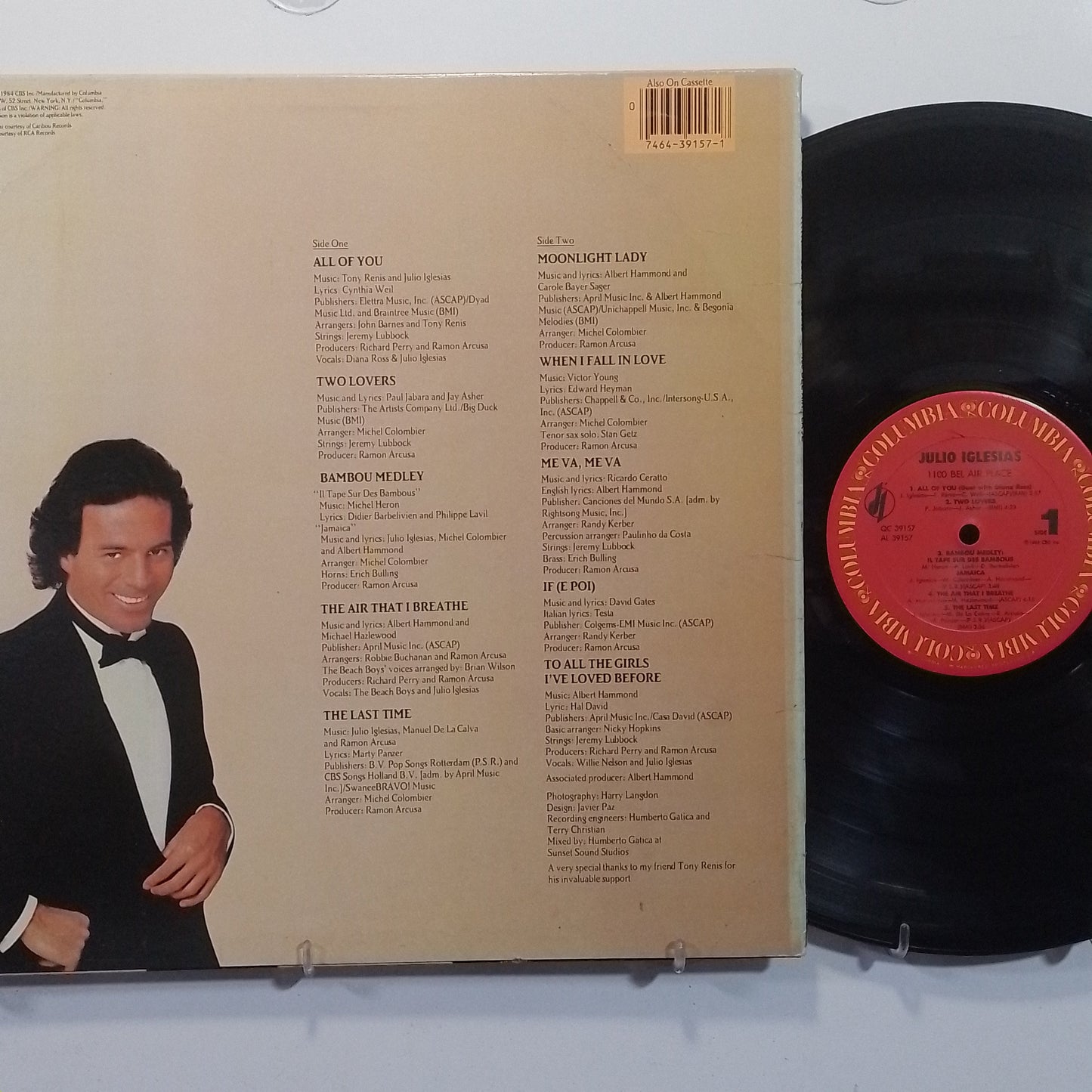 lp Julio Iglesias 1100 Bel Air Place made usa 1984 con insert latin balada