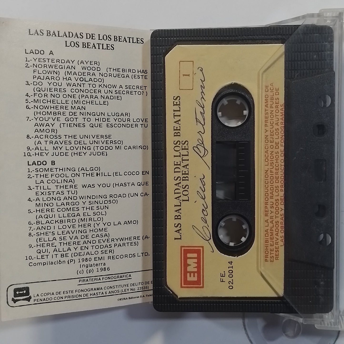 cassette The Beatles Las Baladas de Los Beatles made peru 1986 rock