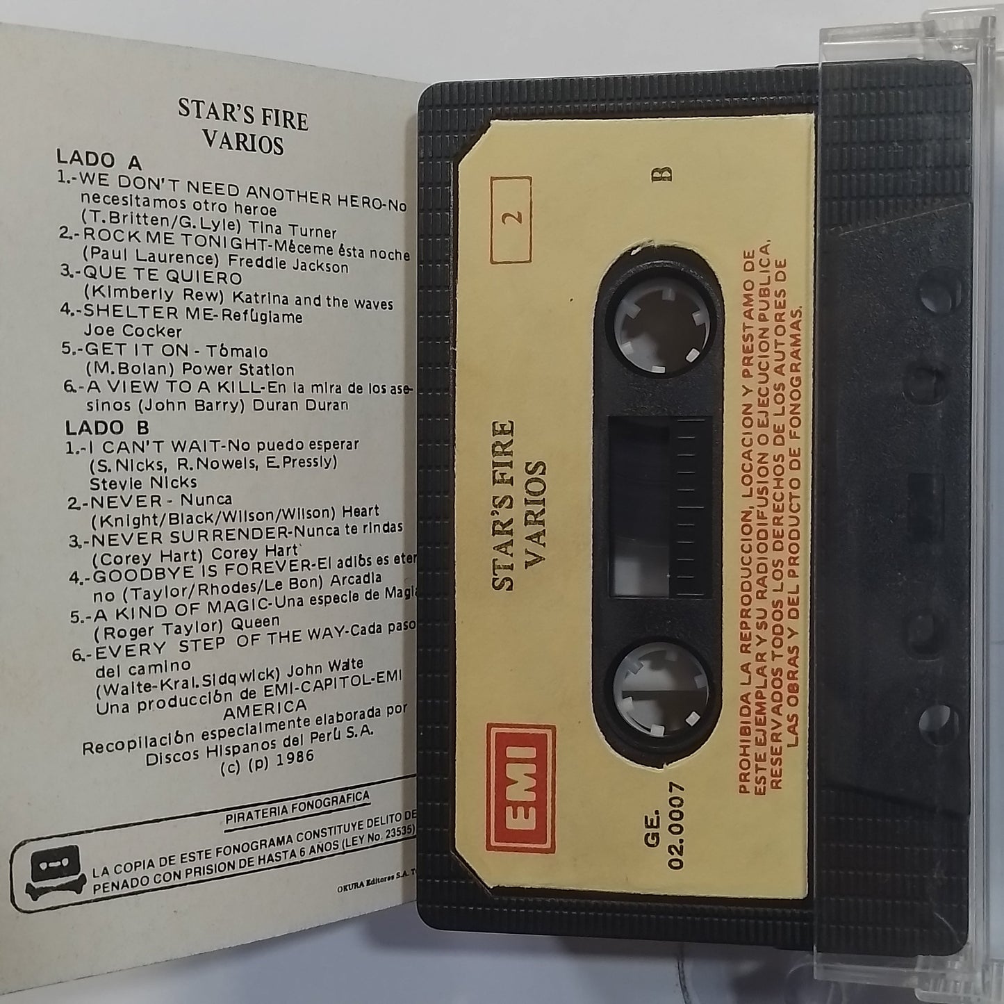 cassette stars fire queen duran duran stevie nicks varios made peru 1986 rock