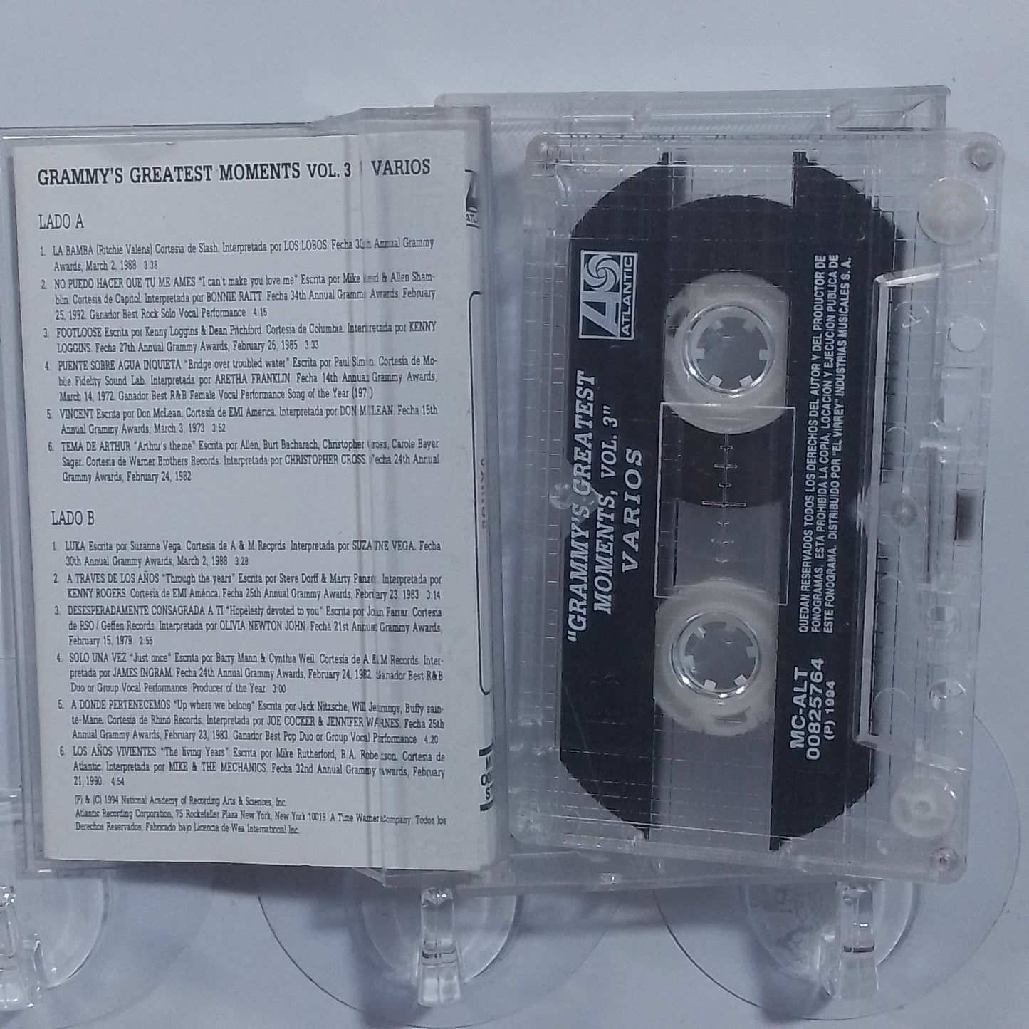 cassette Grammy's Greatest Moments vol 3 los lobos joe cocker kenny loggins varios made peru 1994 pop