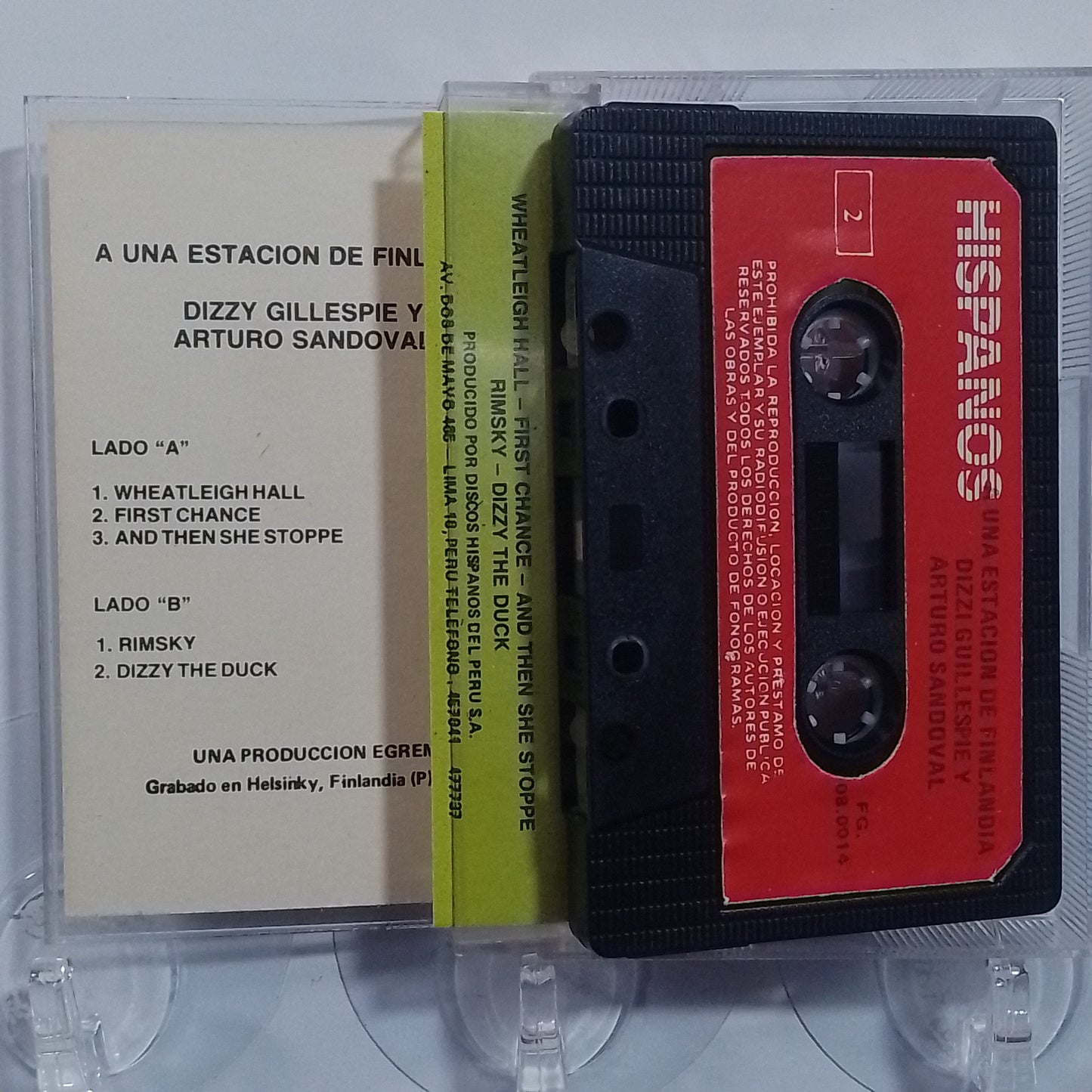 cassette dizzi guillespie y arturo sandoval a una estacion de finlandia made peru 1988 jazz