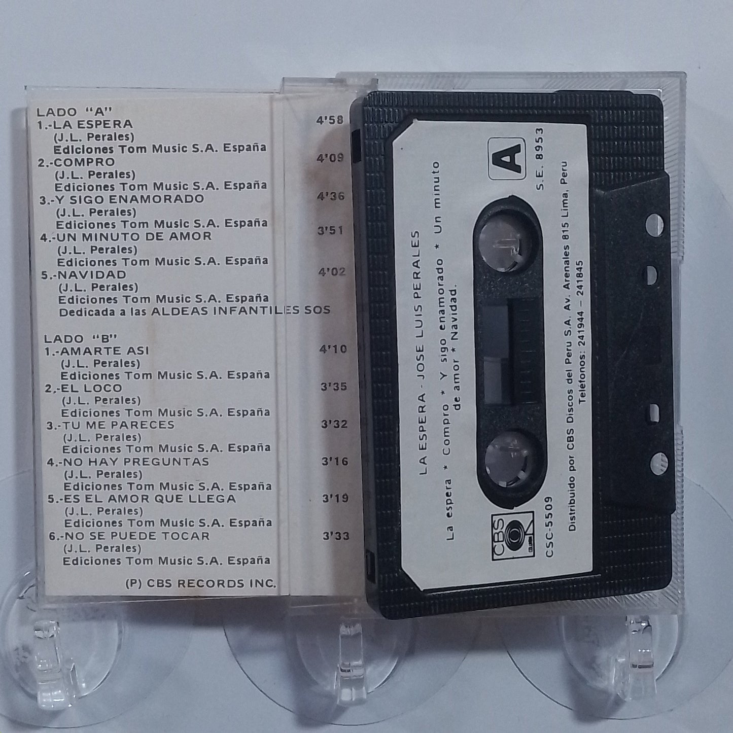 cassette Jose Luis Perales La Espera made peru 1988 latin pop