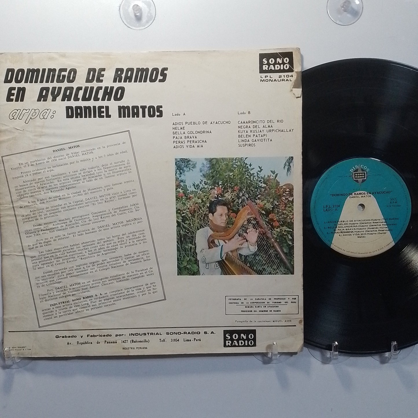 lp Daniel Matos Domingo de Ramos en Ayacucho made peru 1966 huayno folk
