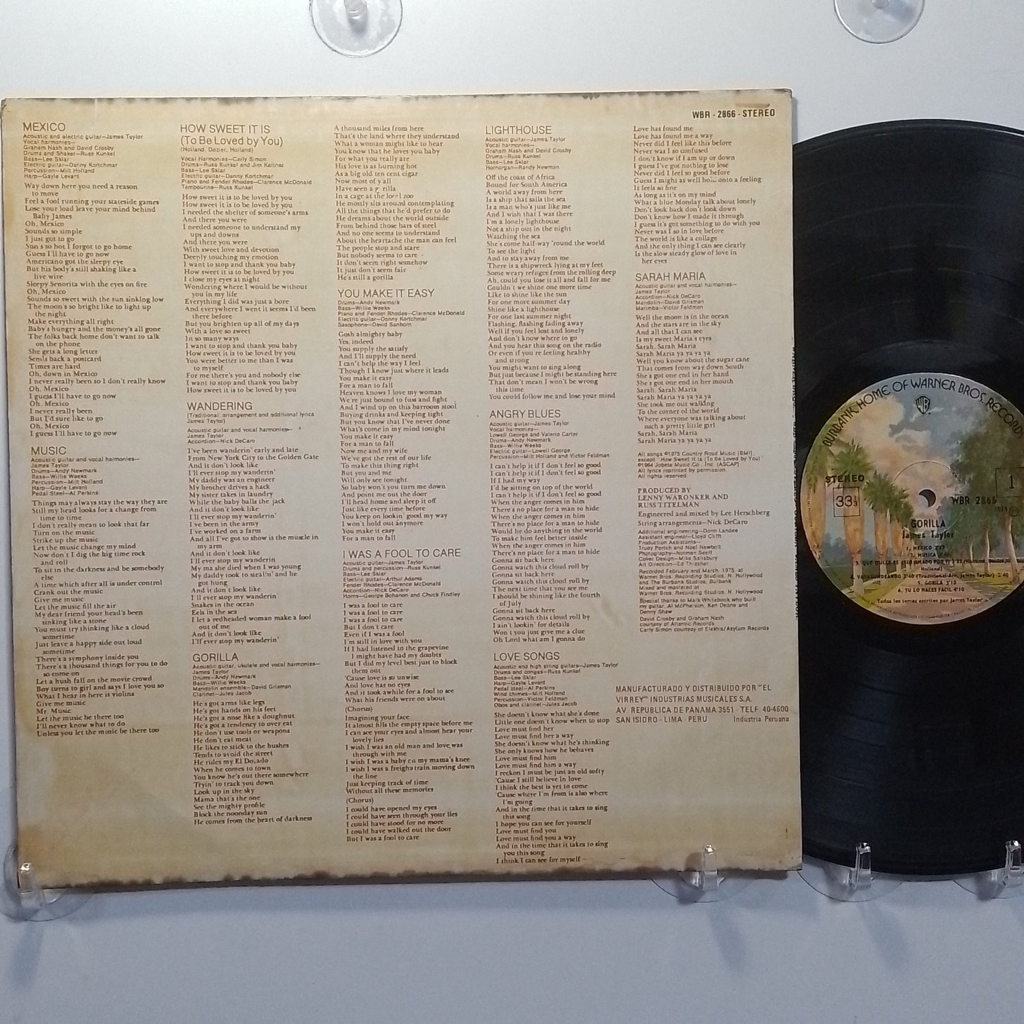 lp james taylor gorilla made peru 1975 rock