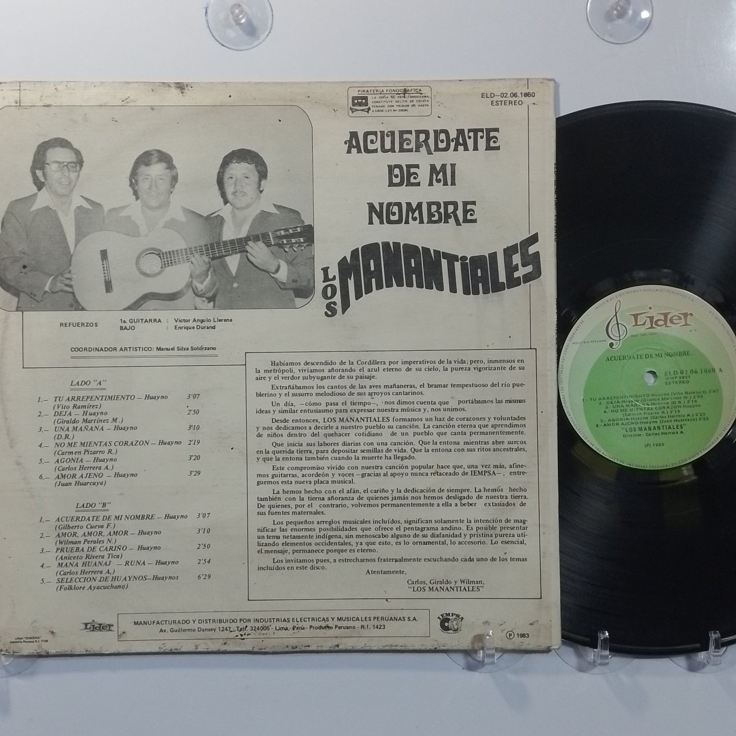 lp los manantiales acuerdate de mi nombre made Peru 1983 huayno folk