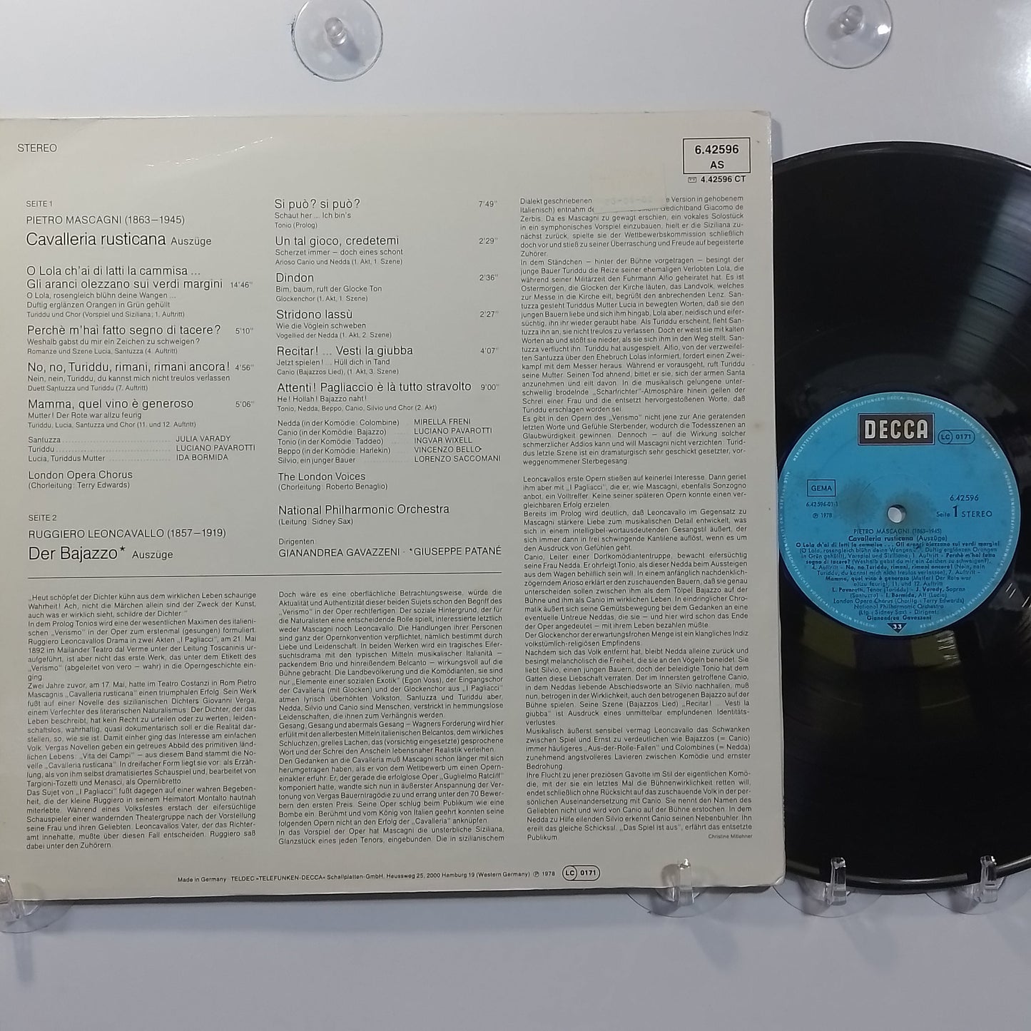 lp Cavalleria Rusticana Pagliacci Luciano Pavarotti Mascagni Leoncavallo varios made alemania 1978 clasico