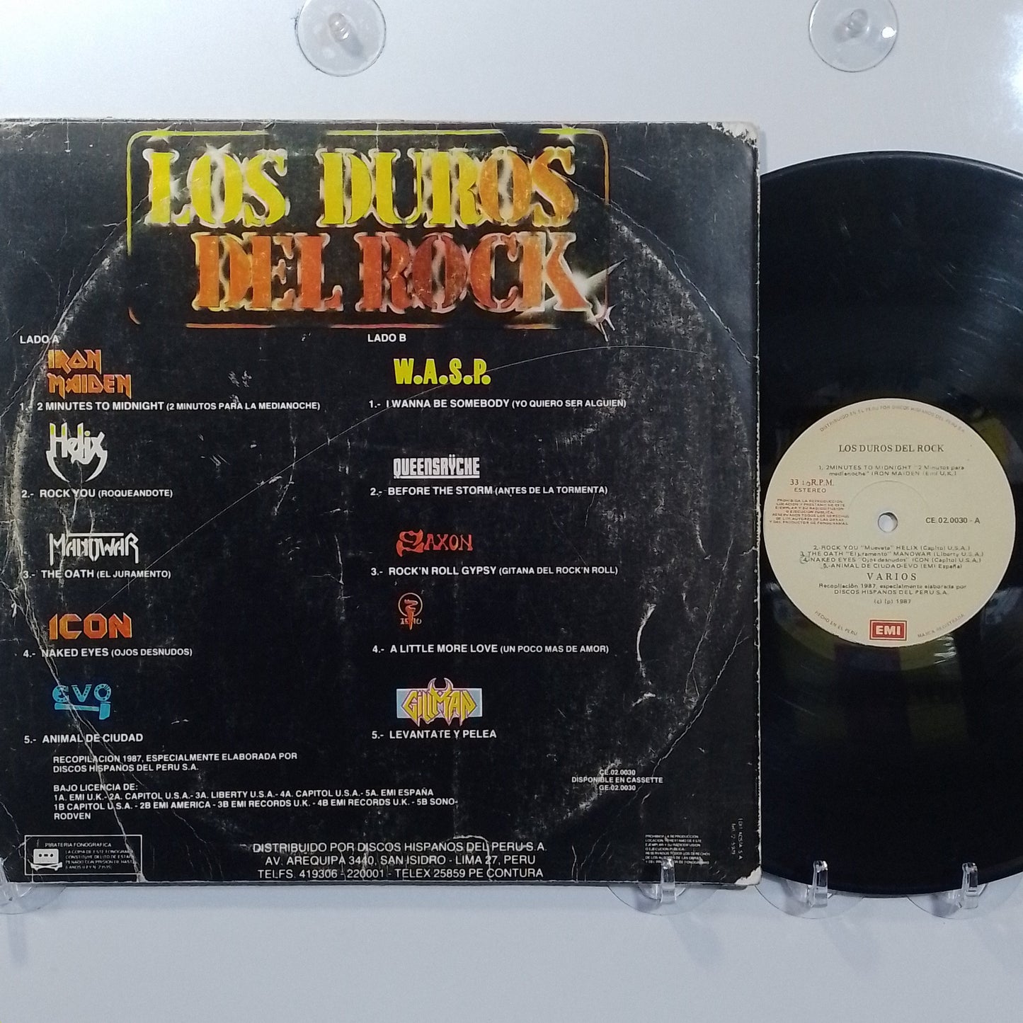 lp Los Duros Del Rock Iron Maiden W.A.S.P Queensrÿche varios made Peru 1987 hard rock