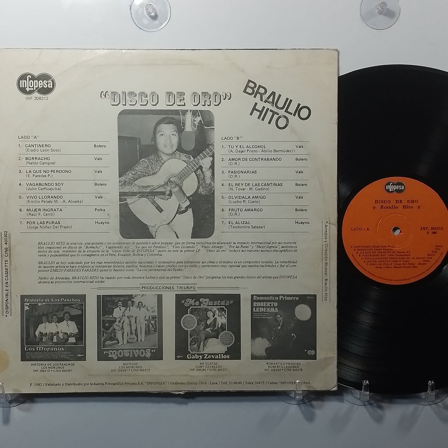 lp braulio hito disco de oro made Peru 1982 Vals folk