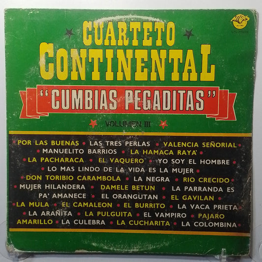 lp Cuarteto Continental Cumbias Pegaditas vol 3 made peru 1984 cumbia
