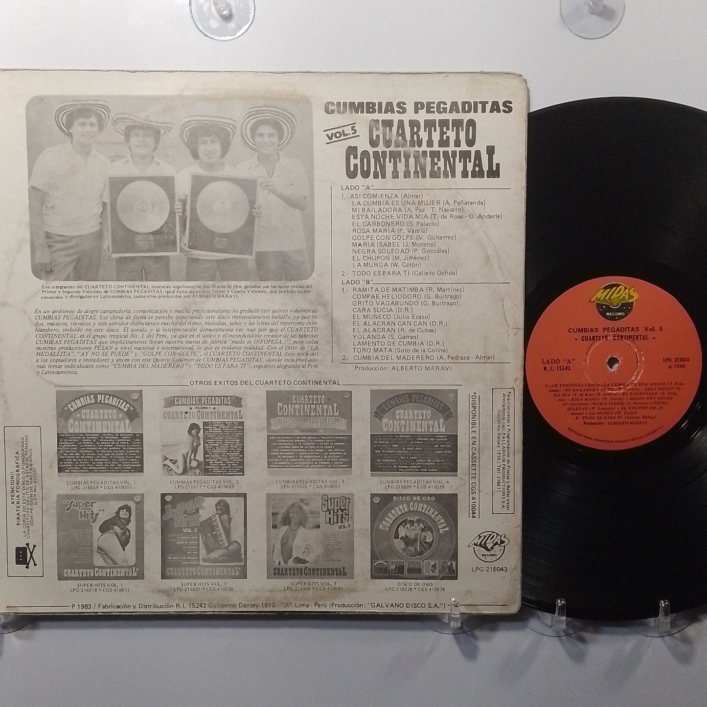 lp cuarteto Continental cumbias pegaditas vol 5 made peru 1984 latin cumbia