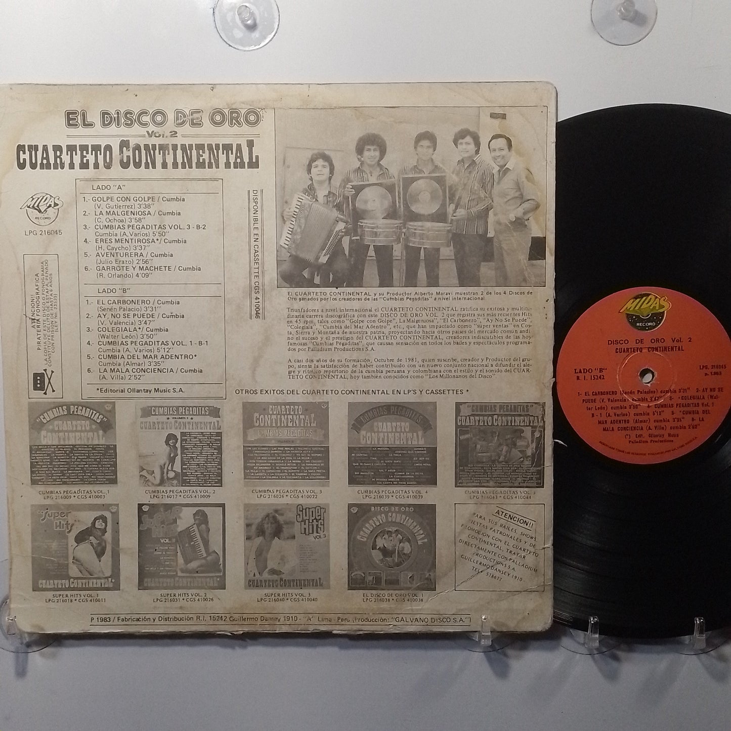 lp Cuarteto Continental Disco De Oro vol 2 made peru 1983 latin cumbia