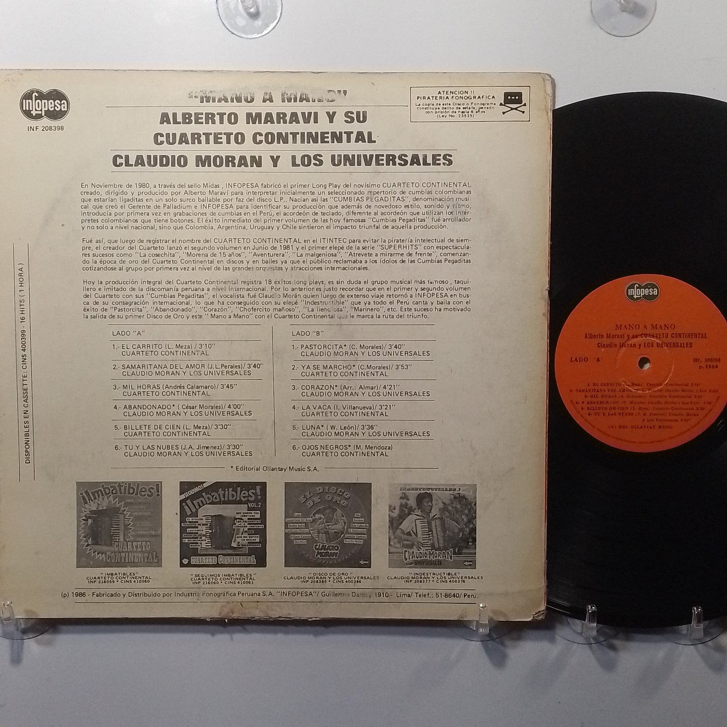 lp cuarteto universal los universales mano a mano made peru 1986 latin cumbia
