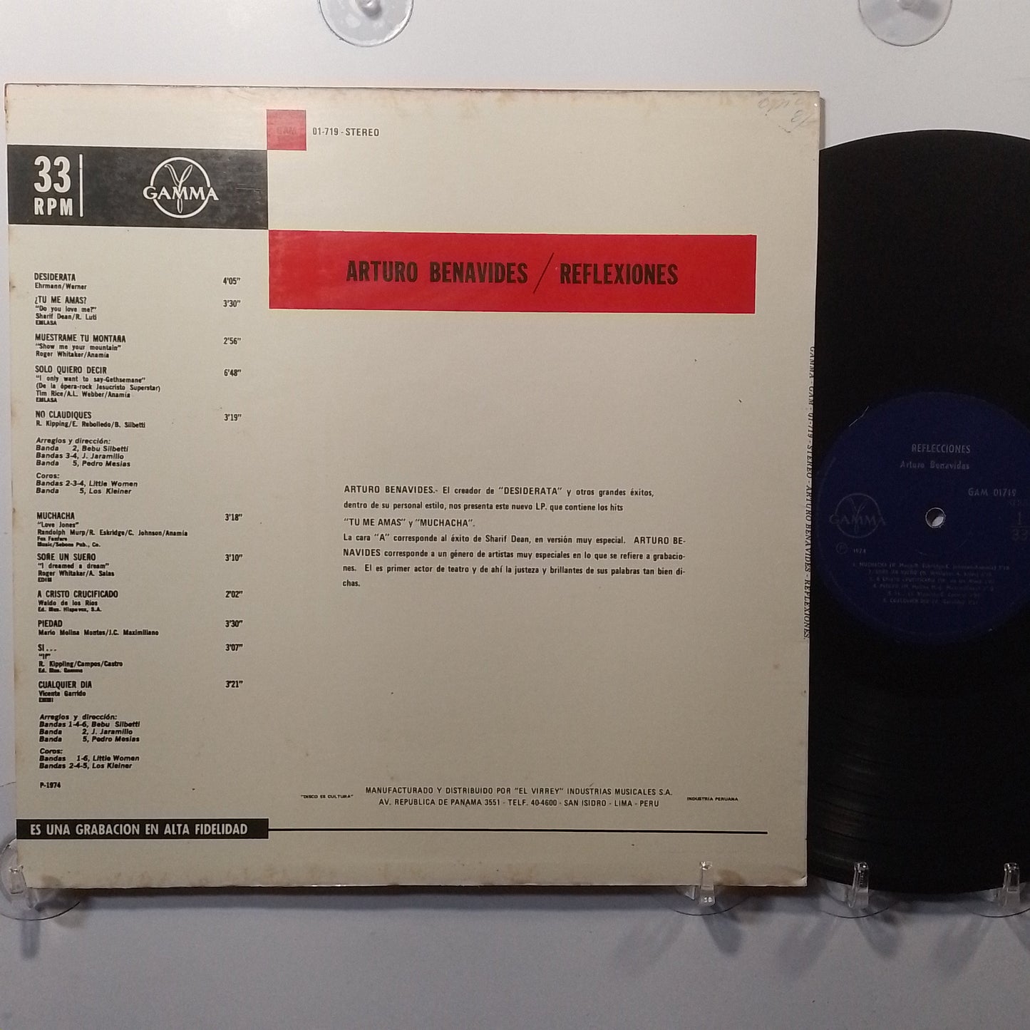 lp Arturo Benavides Reflexiones made peru 1974 latin pop