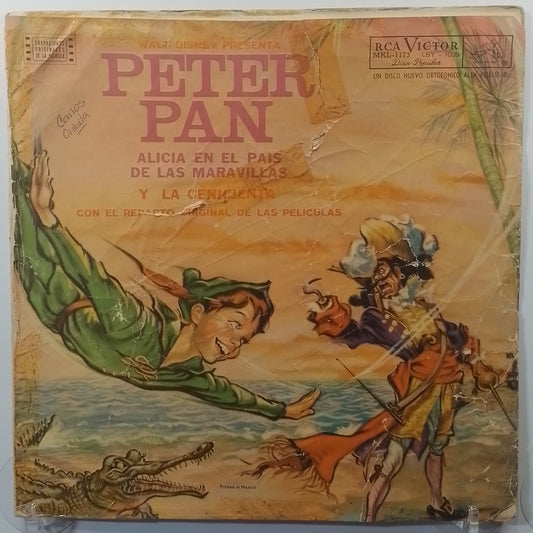 lp peter pan la cenicienta alicia en el pais Walt Disney presenta 3 cuentos made peru 1960 infantil