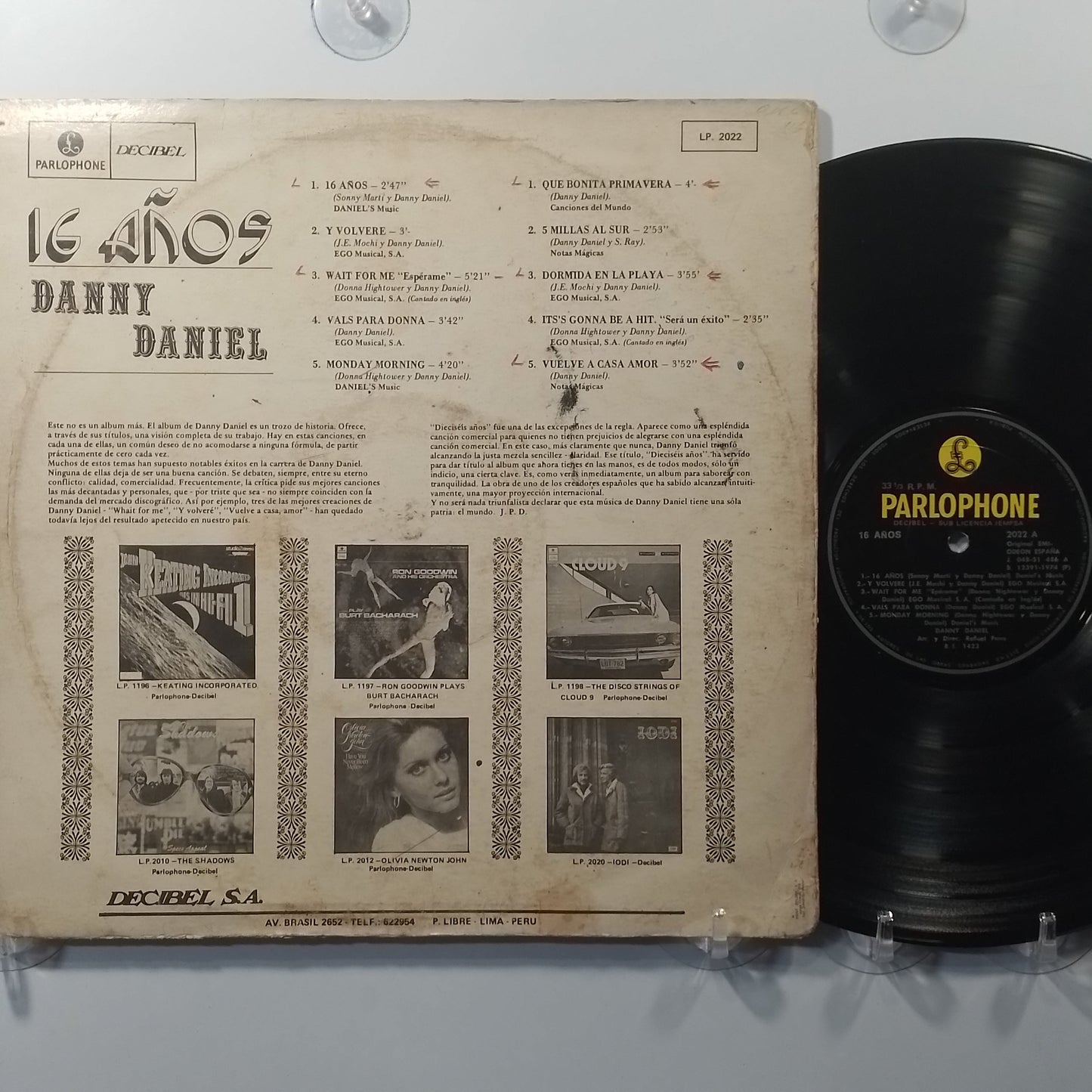 lp Danny Daniel 16 Años made peru 1974 latin pop