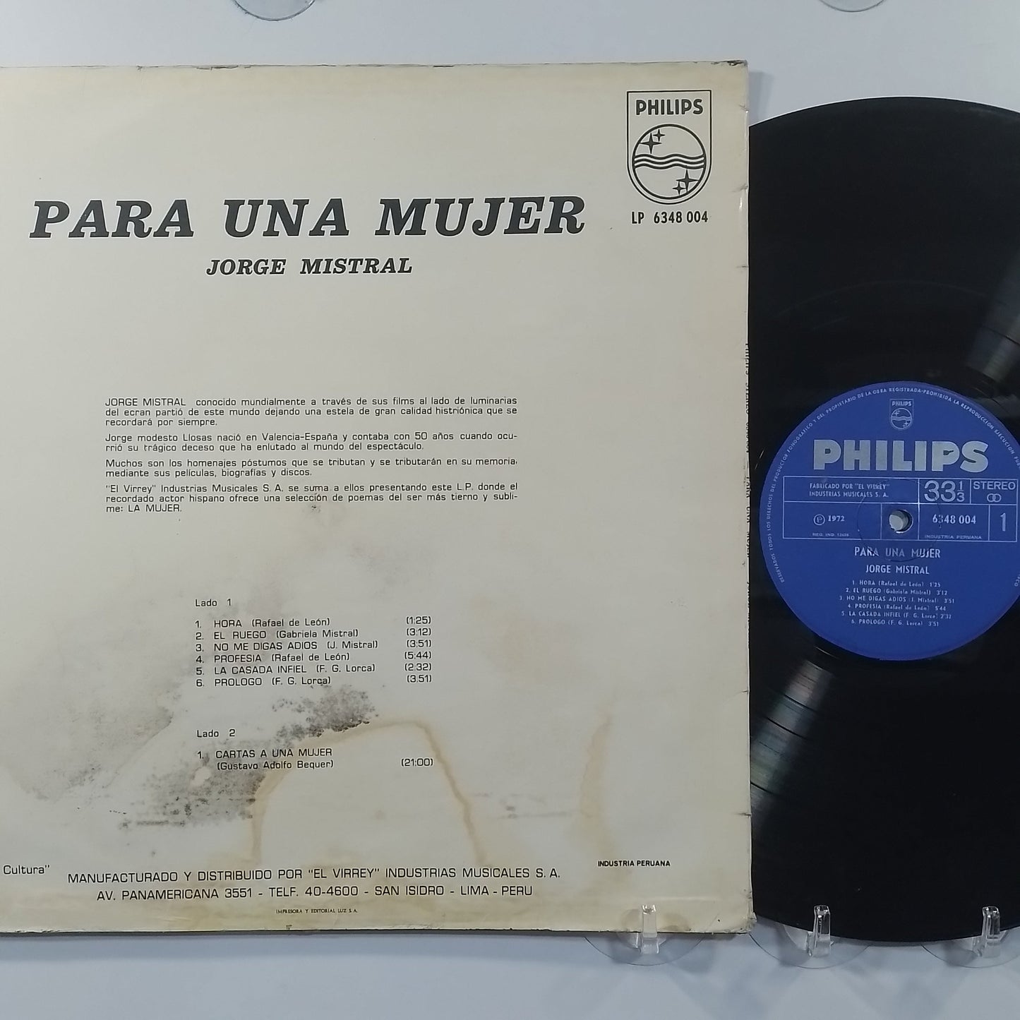 lp jorge mistral para una mujer made peru 1972 poema