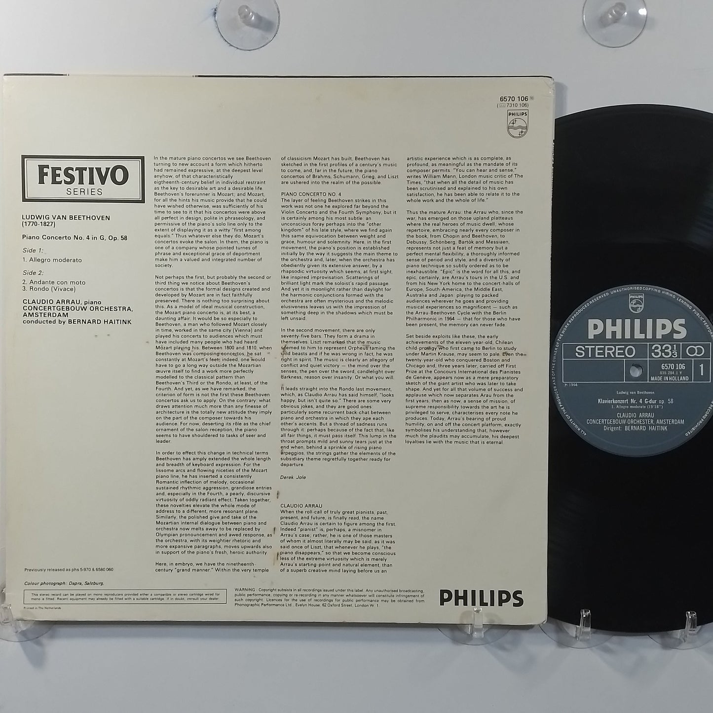 lp Claudio Arrau Beethoven Piano Concerto No 4 made holanda 1964 clasico