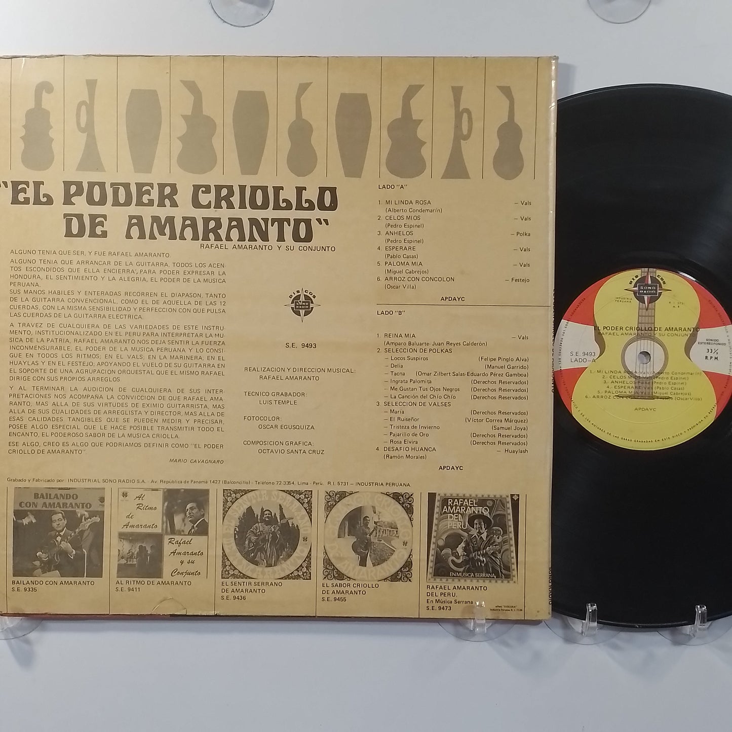 lp Rafael Amaranto Y Su Conjunto El Poder Criollo De Amaranto made peru 1974 criollo folk