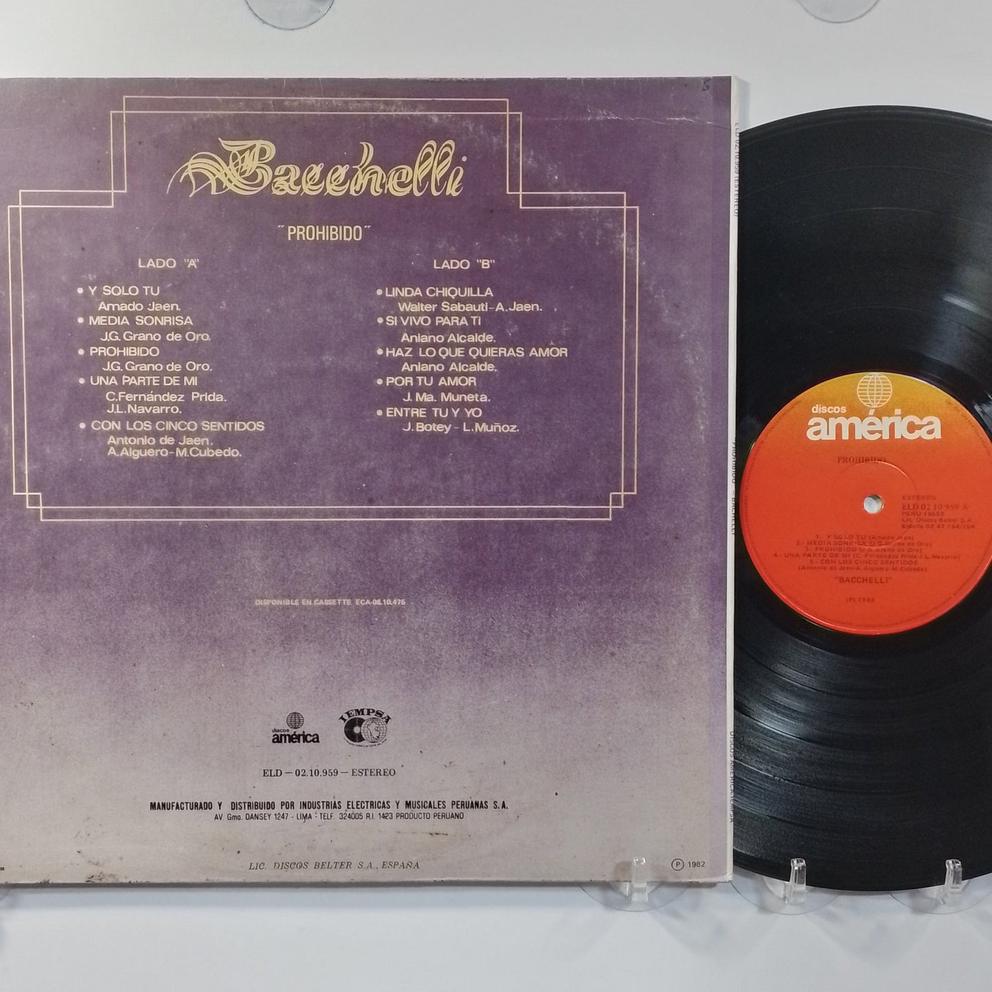 lp Bacchelli Prohibido made peru 1981 latin pop