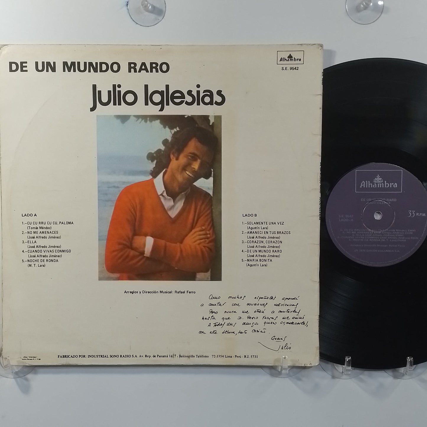lp Julio Iglesias De Un Mundo Raro made peru 1975 balada latin
