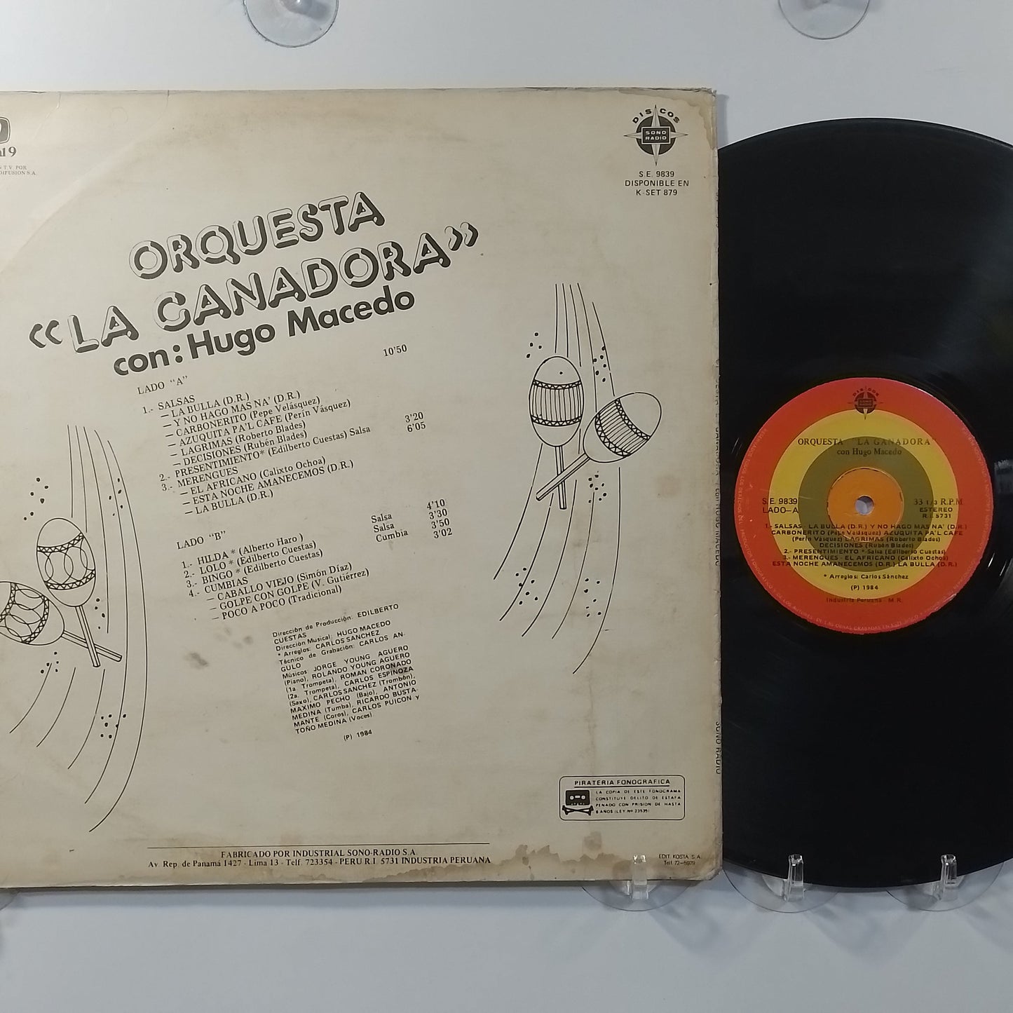 lp Orquesta La Ganadora Con Hugo Macedo made peru 1984 cumbia salsa