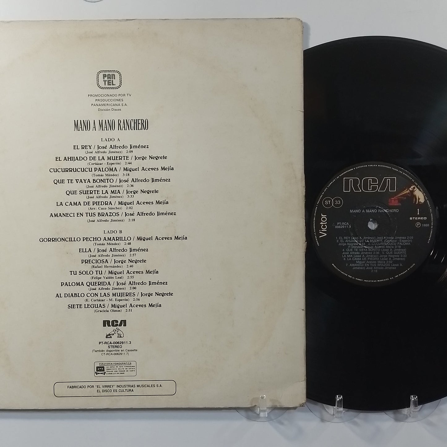 lp Mano A Mano Ranchero Jorge Negrete Jose Alfredo Jimenez Miguel Aceves Mejia made peru 1987 ranchera folk