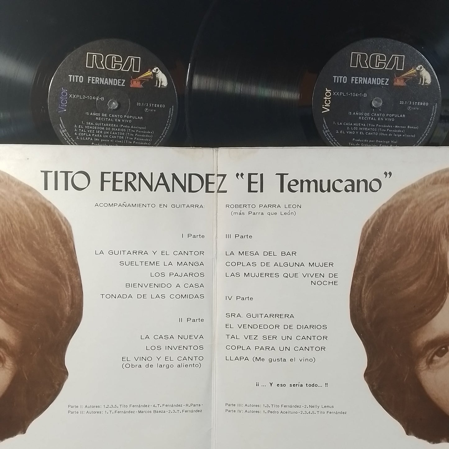 x2 lp Tito Fernandez Quince Años De Canto Popular Recital En Vivo made chile 1978 gatefold nueva cancion folk