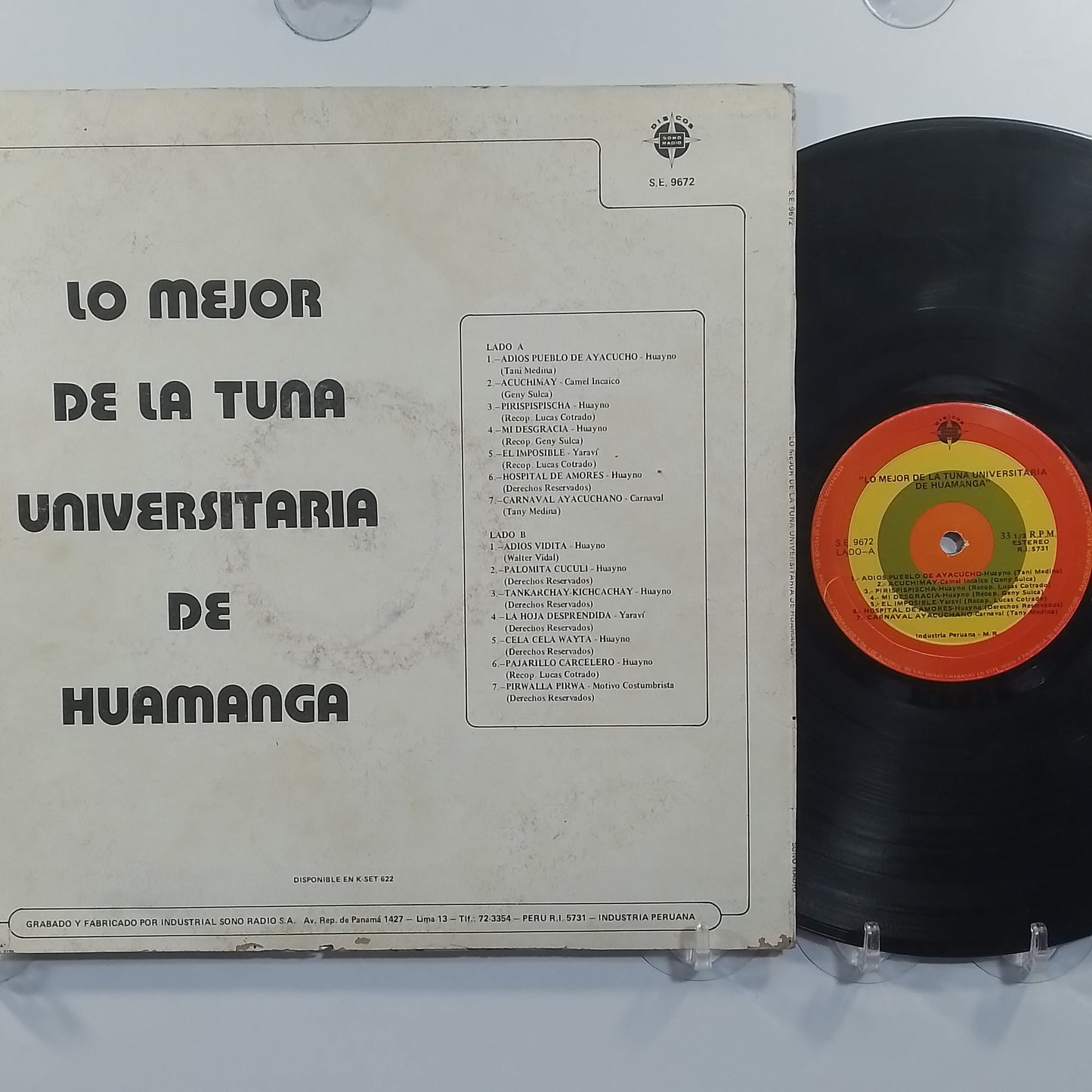 lp lo mejor de la tuna universitaria de huamanga adios pueblo de ayacucho made peru 1982 huayno folk