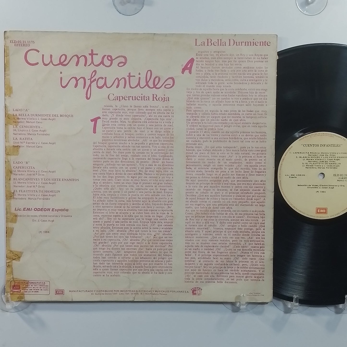 lp cuentos infantiles emi odeon la bella durmiente la cenicienta blancanieves varios made peru 1984 infantil