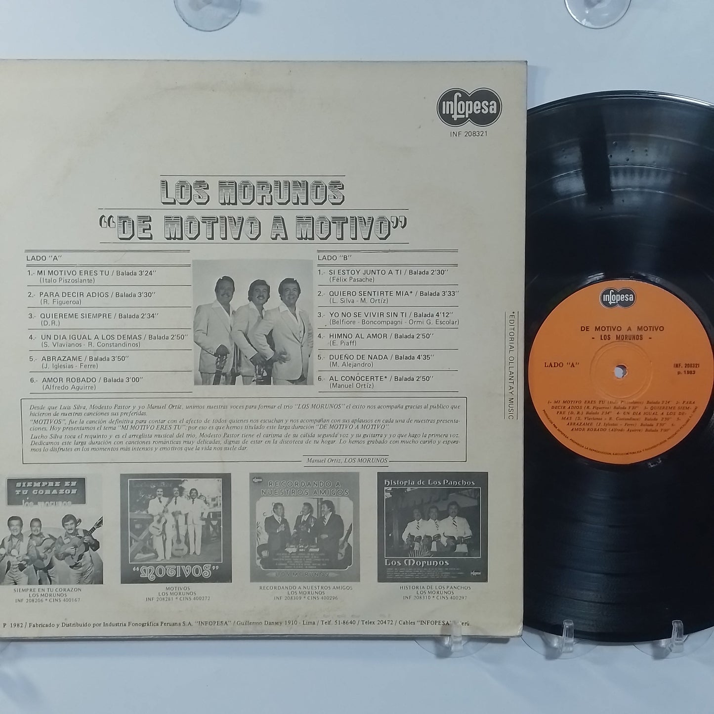 lp Los Morunos De Motivo A Motivo made peru 1982 latin bolero